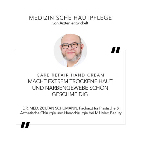 Zitat Dr. med. Zoltan Schumann zur M1 Select Care Repair Hand Cream